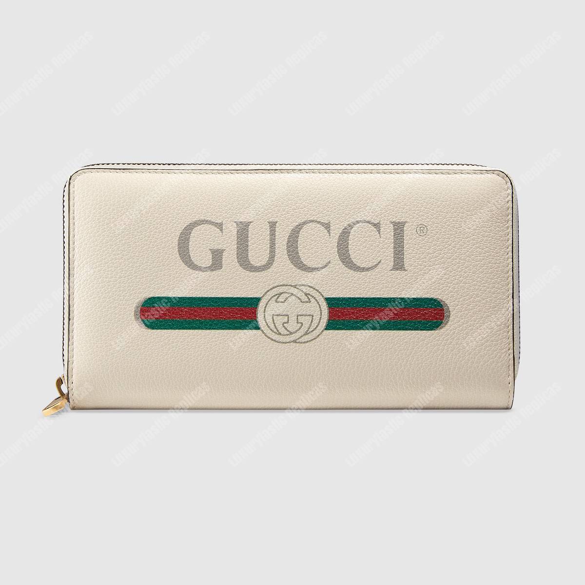 G*u*i print leather zip around wallet white