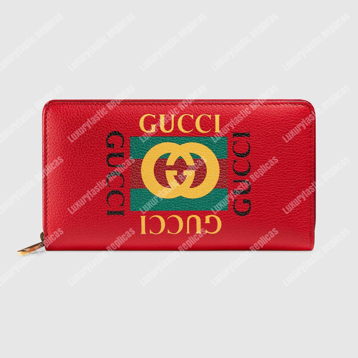 G*u*i print leather zip around wallet red