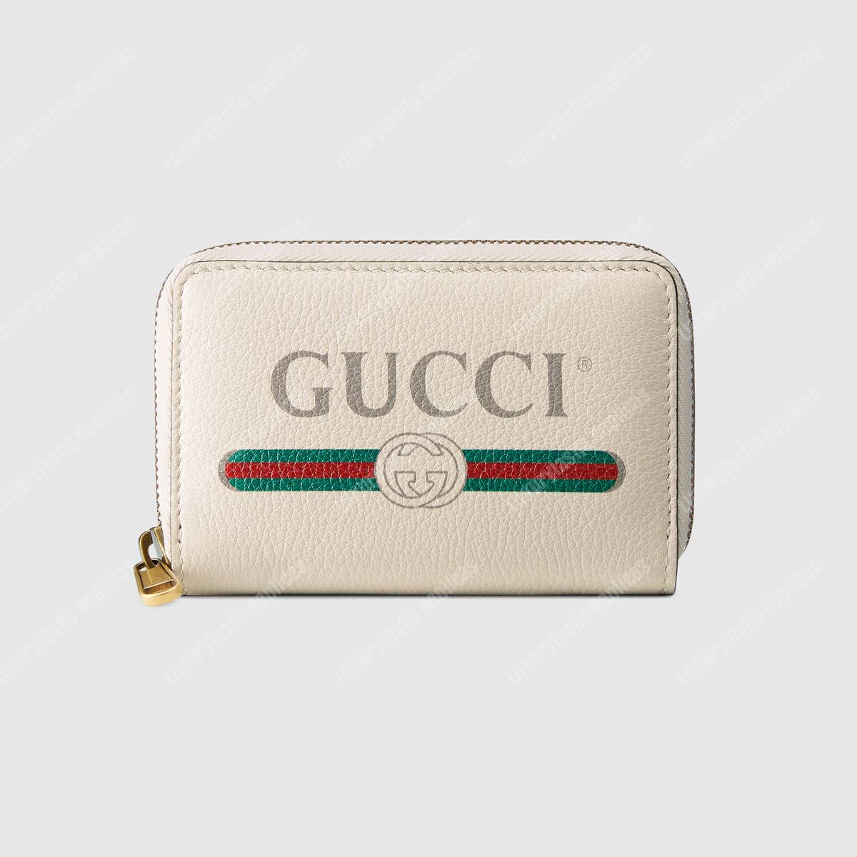 G*u*i print leather card case white