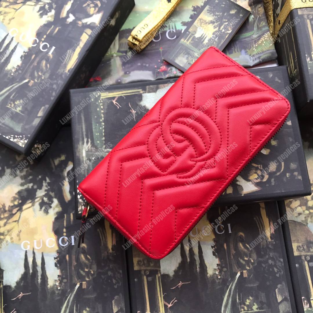G*u*i gg marmont zip around wallet chevron red