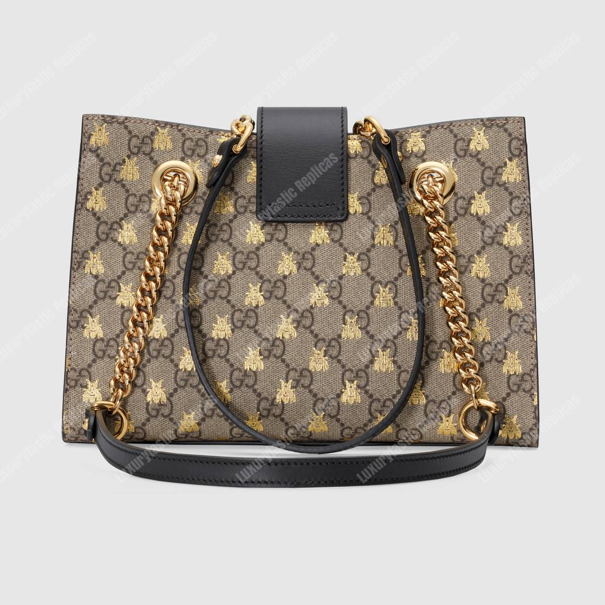 G*u*i padlock small gg bees shoulder bag black