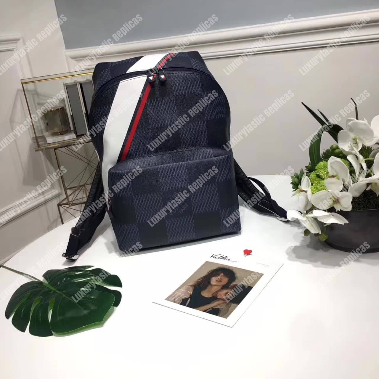 LV Apollo Backpack Damier Cobalt Canvas Red