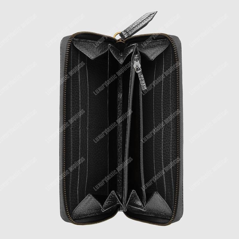 G*u*i gg leather zip around wallet with butterfly black