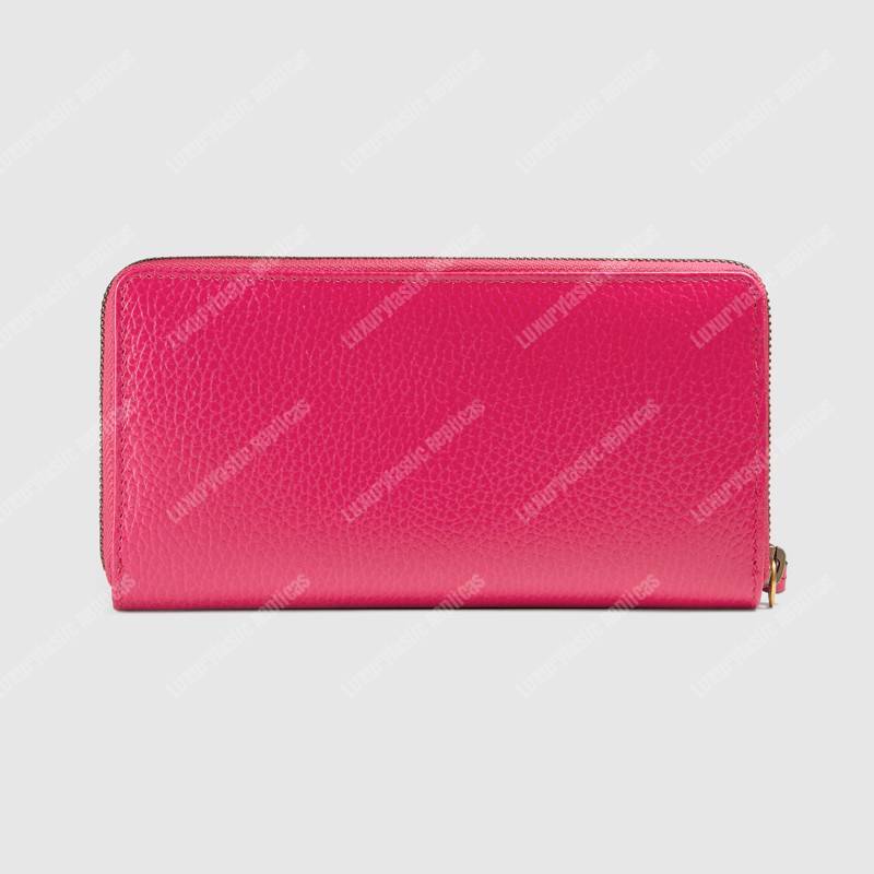 G*u*i gg leather zip around wallet with butterfly bright pink