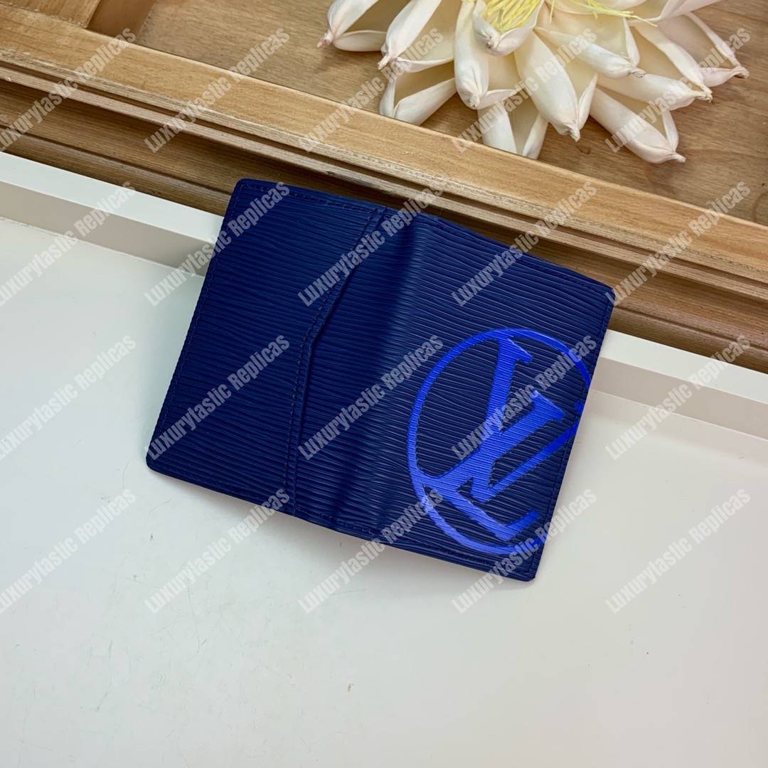 LV Pocket Organizer Epi Leather Marine Bleu Initals