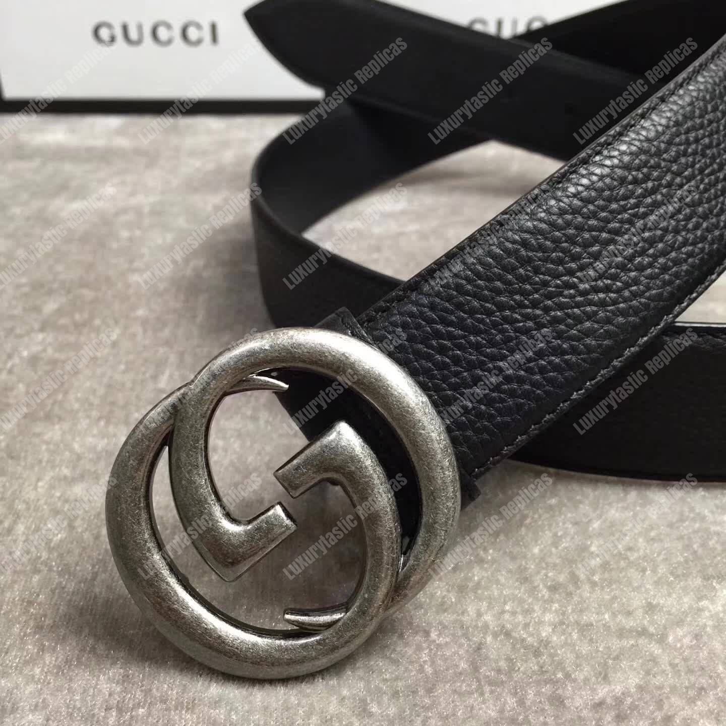 G*u*i leather belt with interlocking g buckle