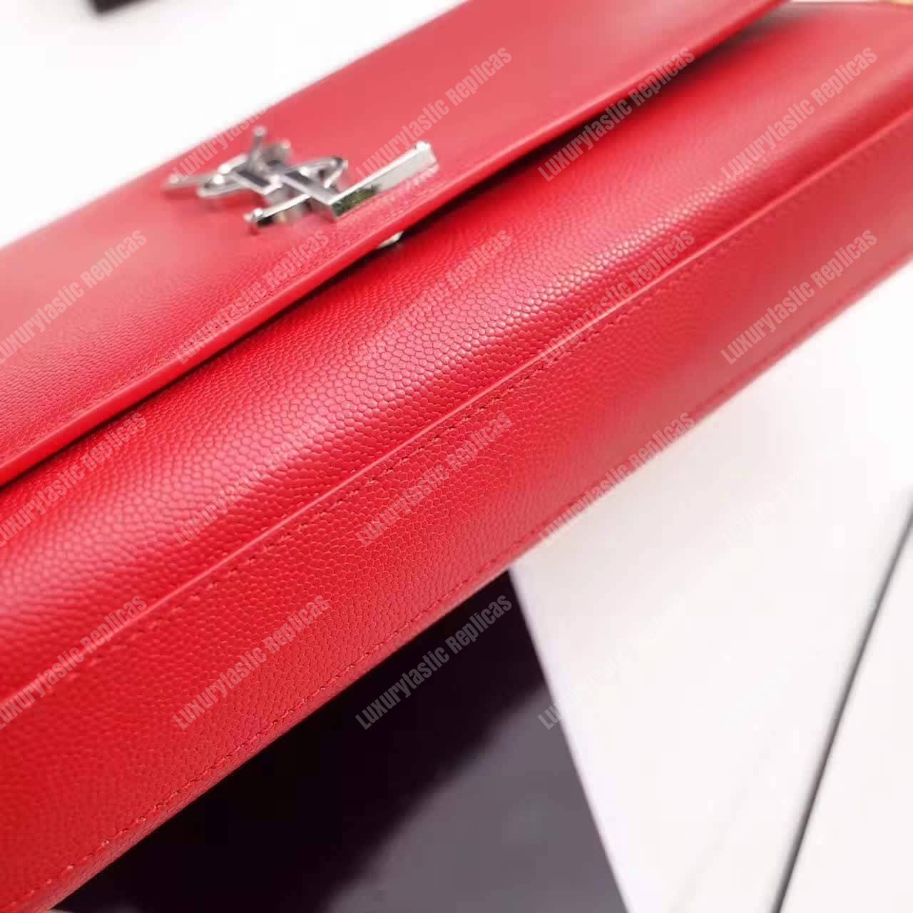 Saint Laurent Kate Medium In Grain De Poudre Embossed Leather Red