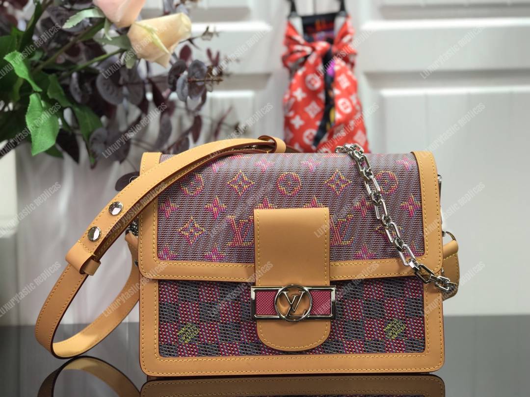 LV Dauphine MM Monogram Pop Print Pink