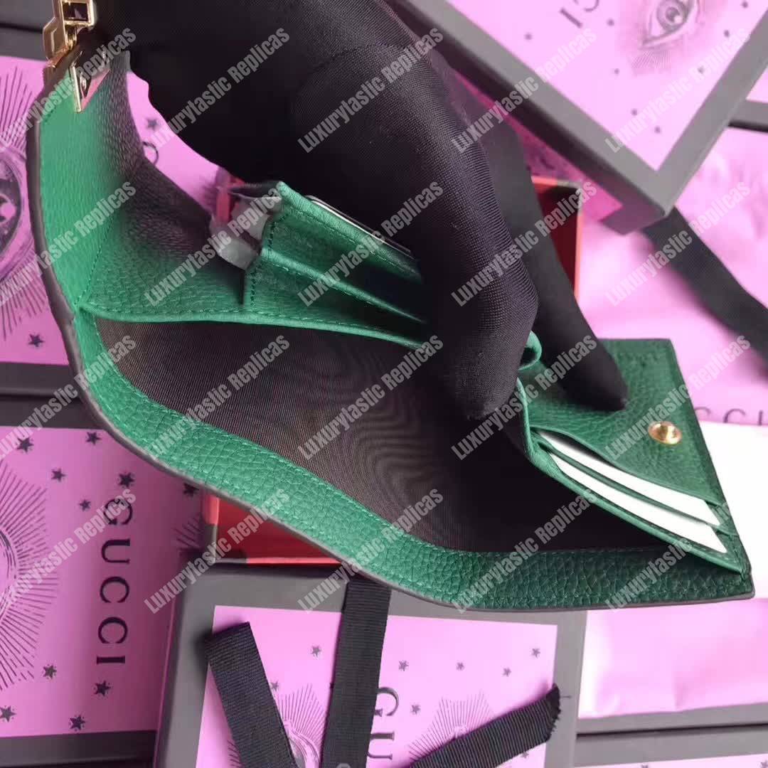 G*u*i padlock wallet emerald green
