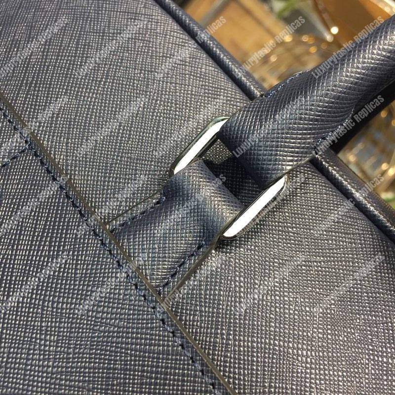 Pra*a leather briefcase navy blue