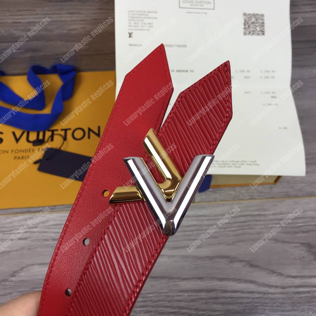 LV Twist 30MM Epi Leather Belt Rubis