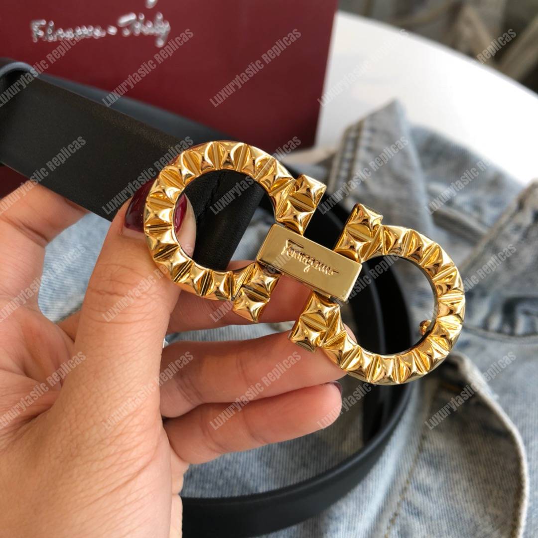 Salvatore Ferragamo Adjustable Gancini Belt Black