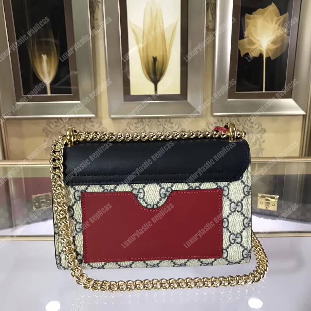G*u*i padlock small gg shoulder bag black/red