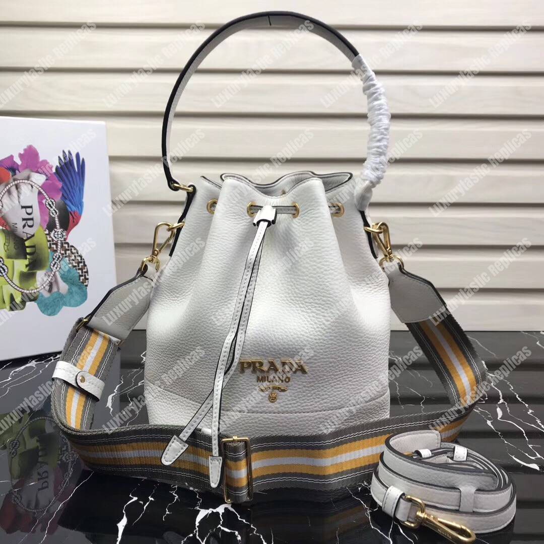 Pra*a leather bucket bag white