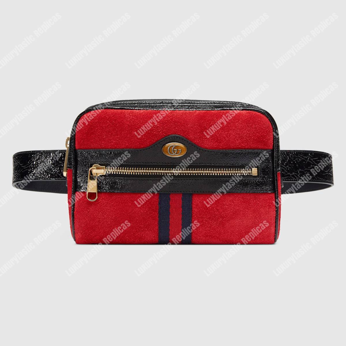 G*u*i ophidia suede small belt bag red