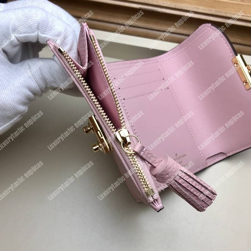 LV Croisette Compact Wallet Damier Ebene canvas w/ grained leather Magnolia