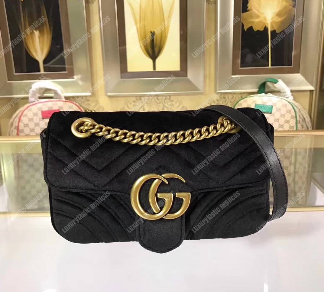 G*u*i gg marmont mini bag black velvet