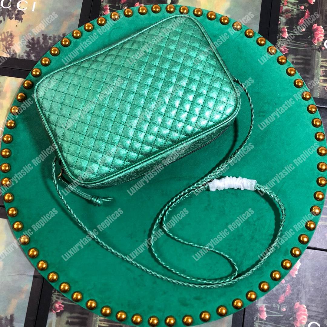 G*u*i laminated leather small shoulder bag green