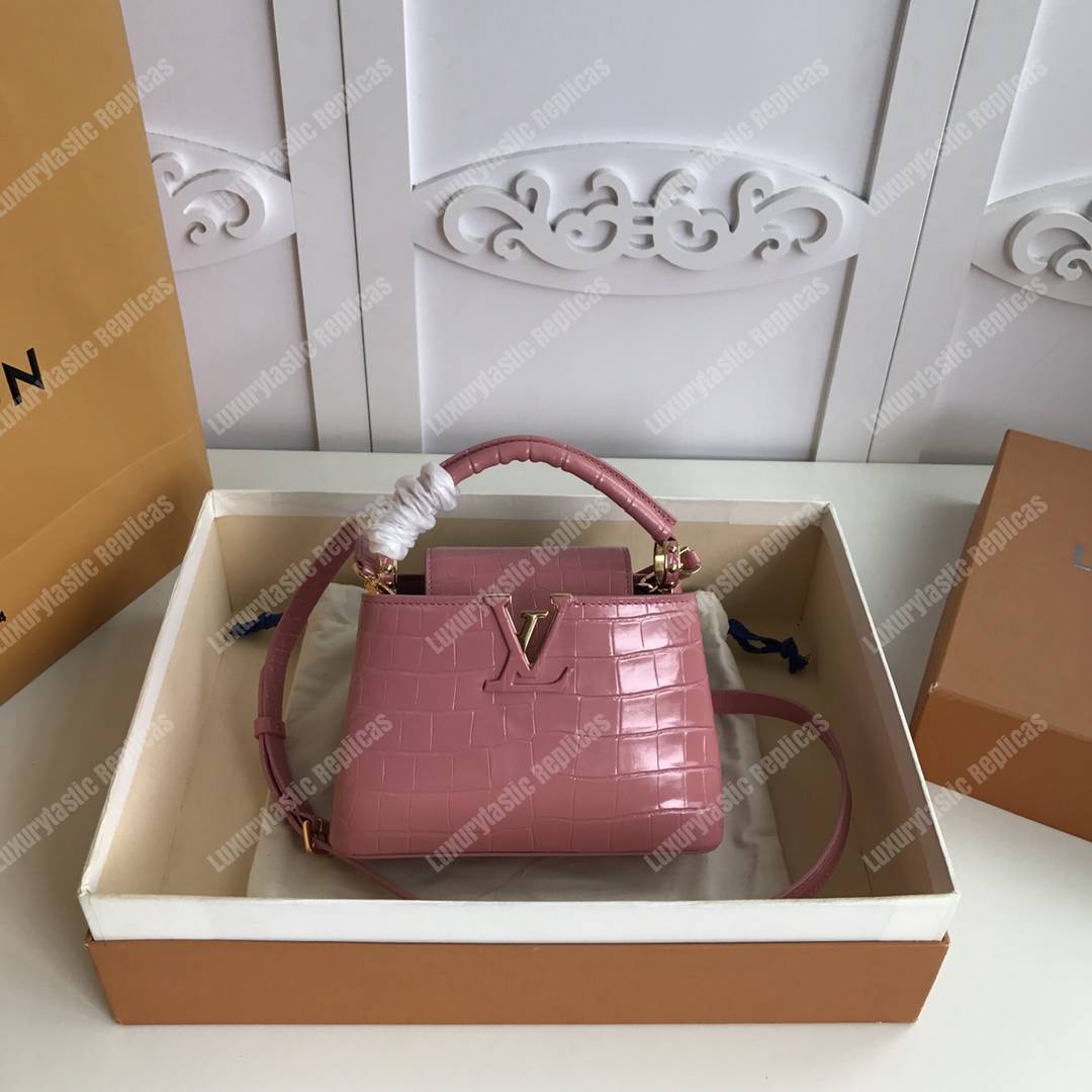 LV Capucines Mini Crocodilien Mat Rose Tourmaline