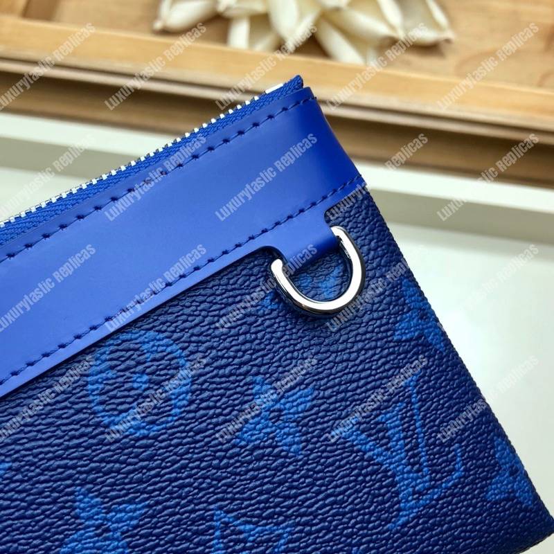 LV Discover Pochette K45 Taiga Monogram Navy Blue