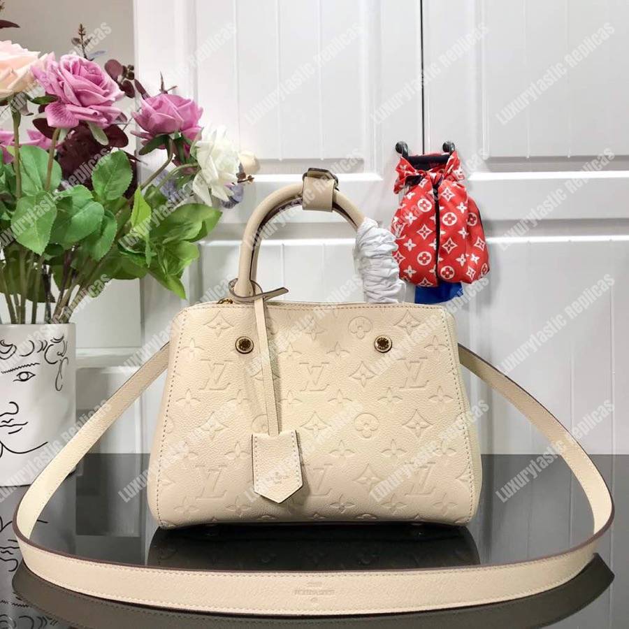 LV Montaigne BB Monogram Empreinte Leather Crème