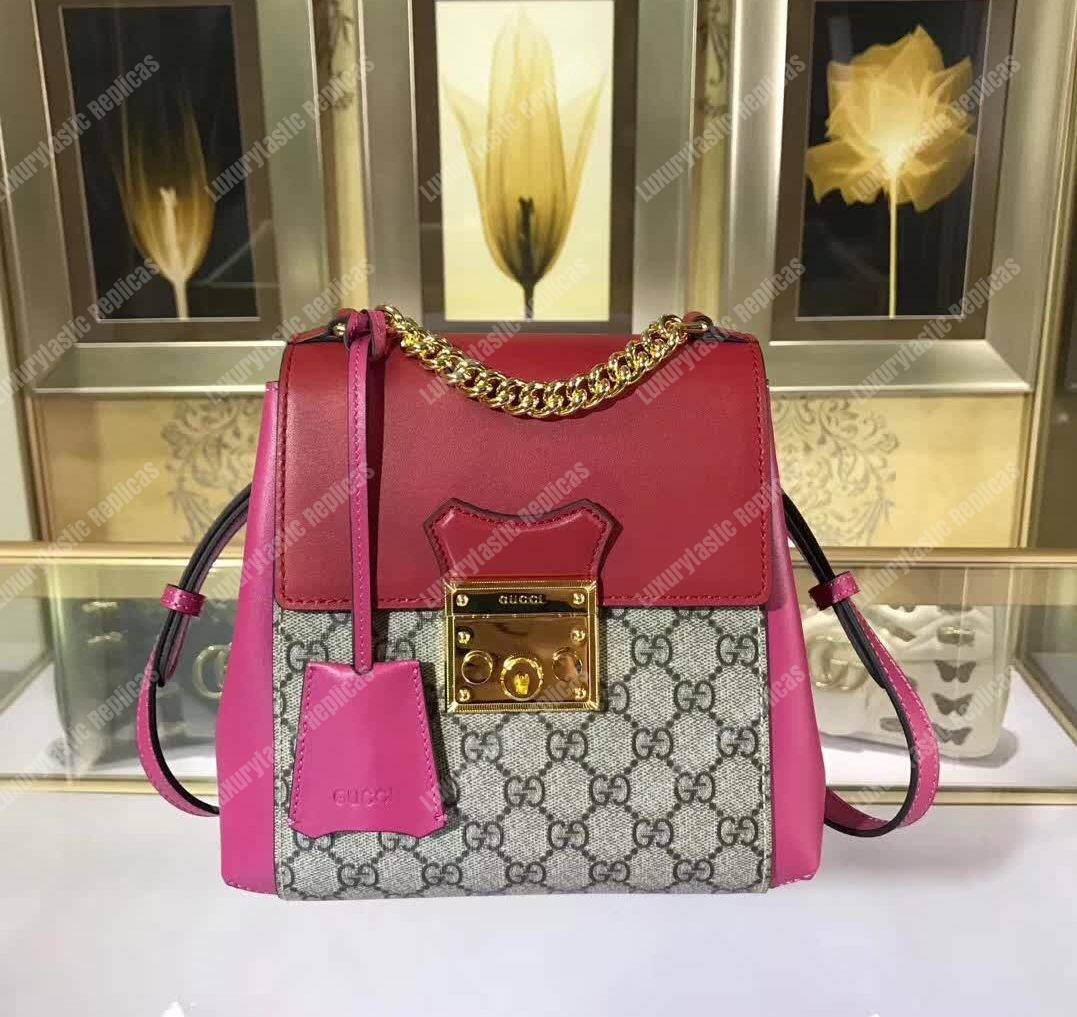 G*u*i padlock gg sup*e backpack red/pink