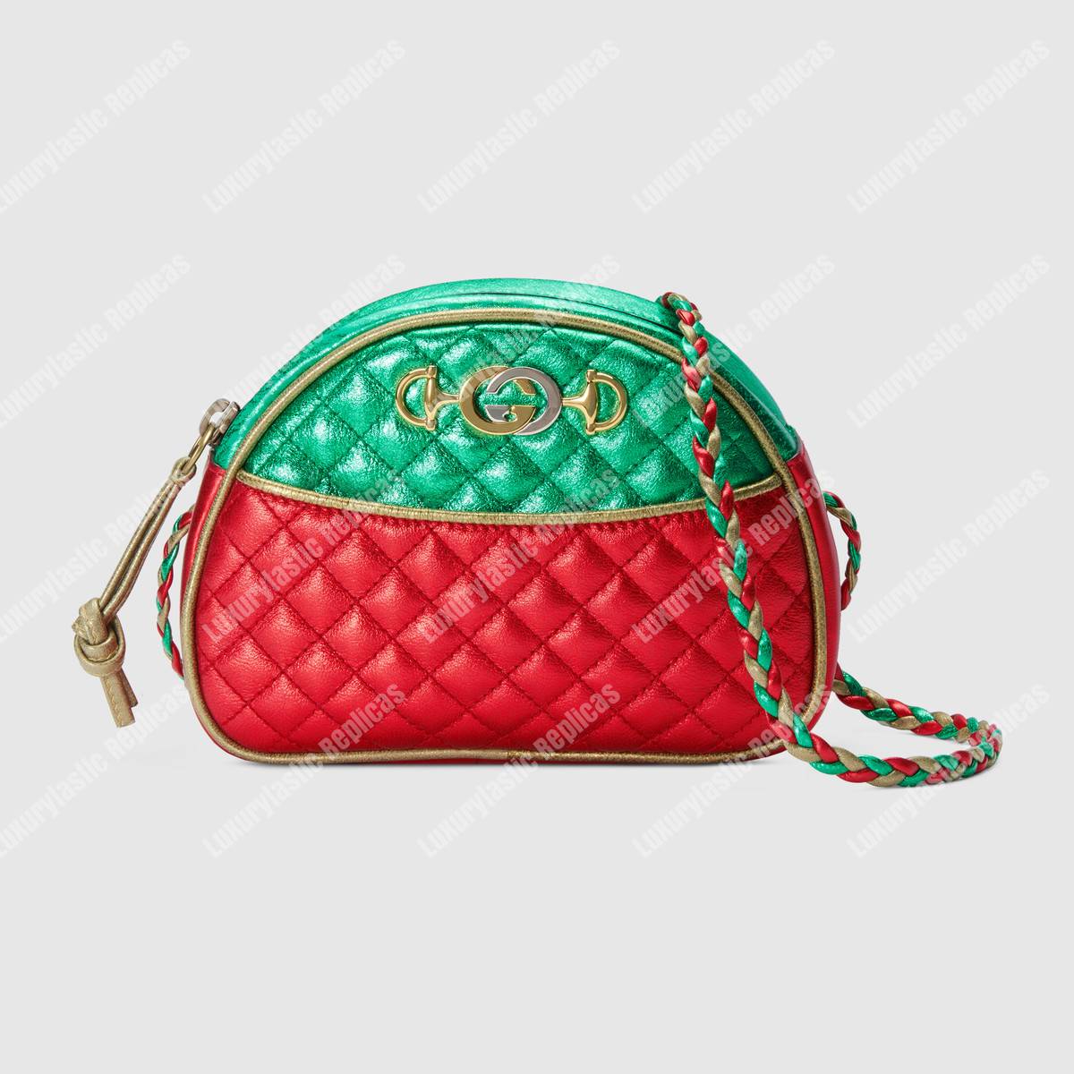 G*u*i laminated leather mini bag red and green
