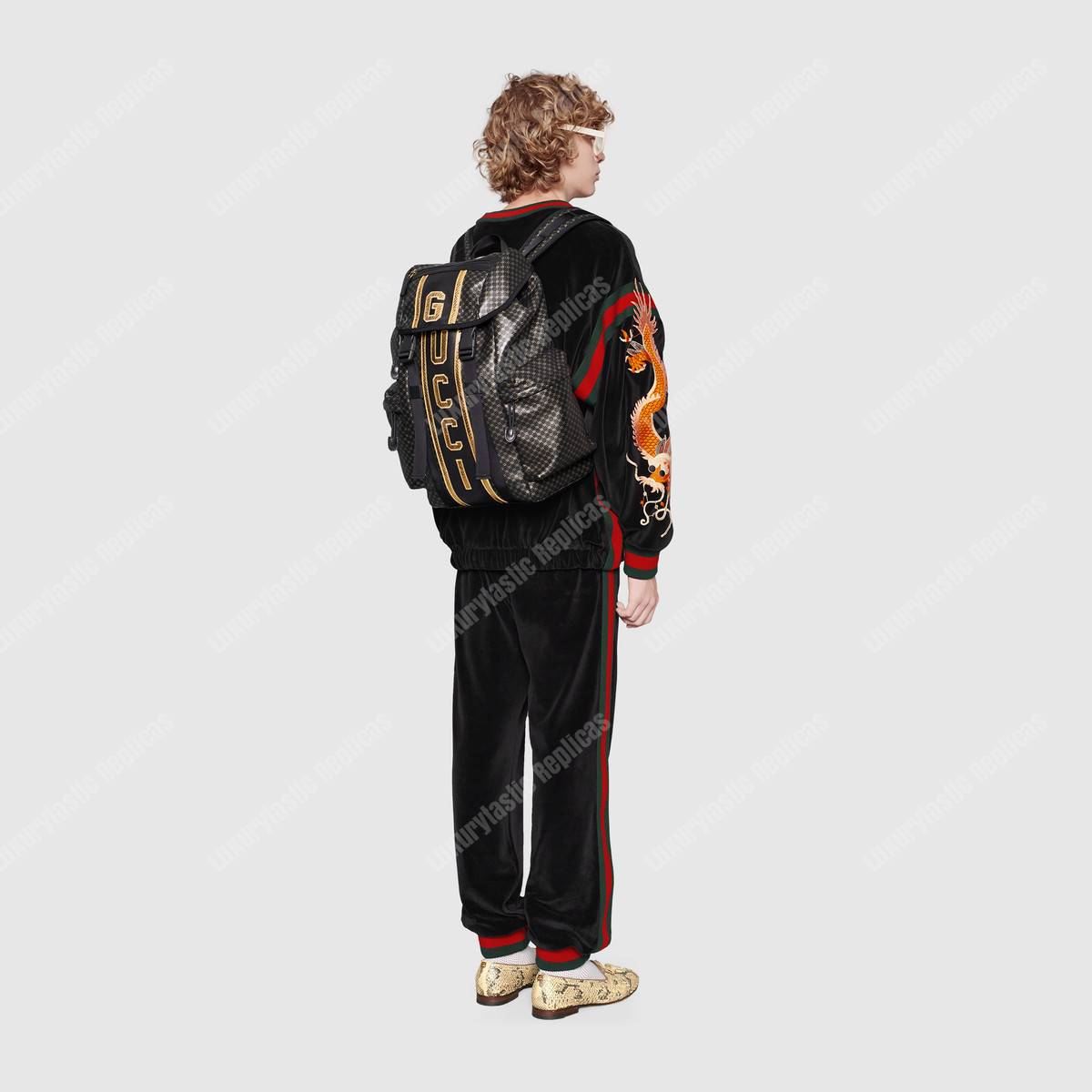G*u*i dapper dan backpack with gold gg pattern