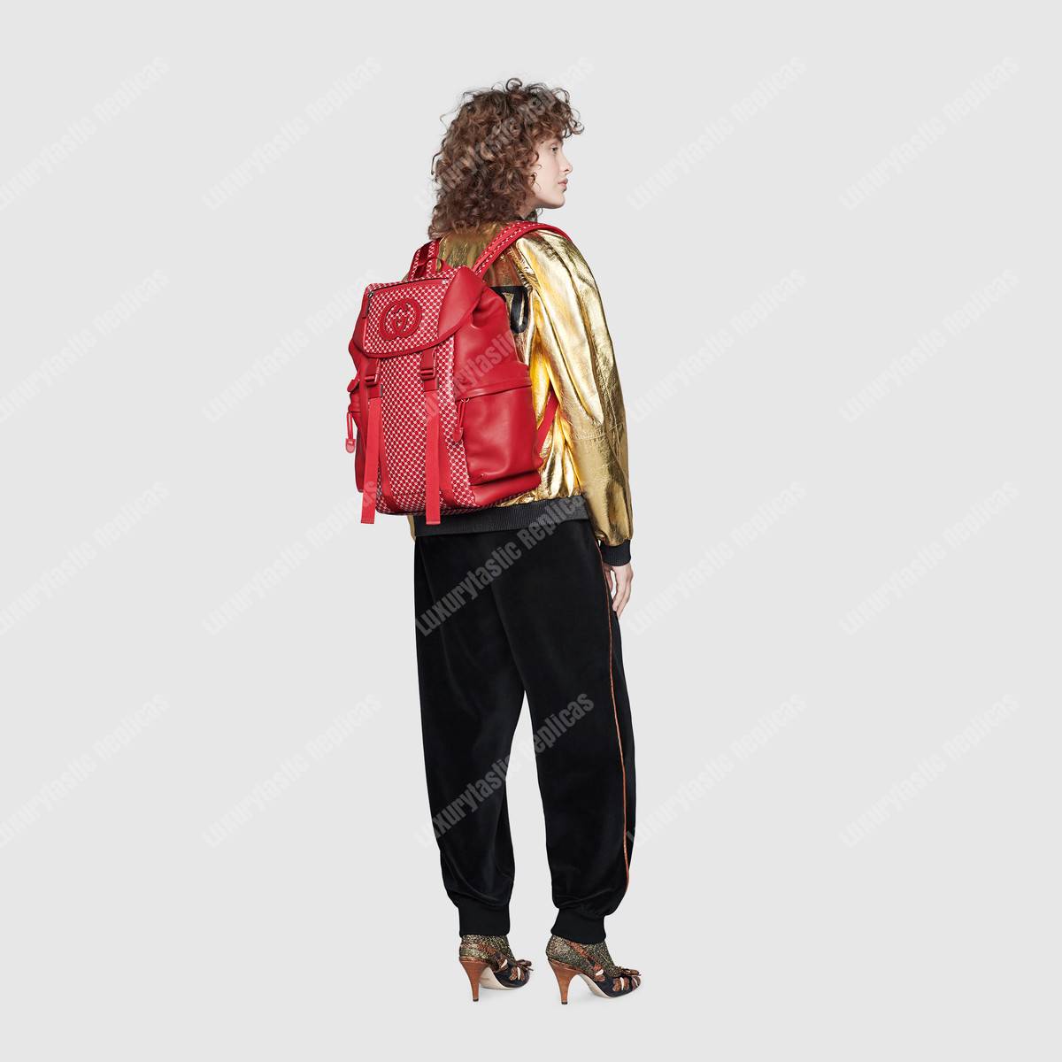 G*u*i dapper dan backpack hibiscus red