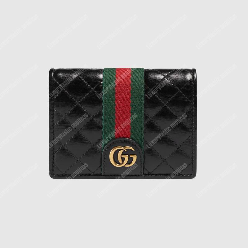 G*u*i leather card case with double g black
