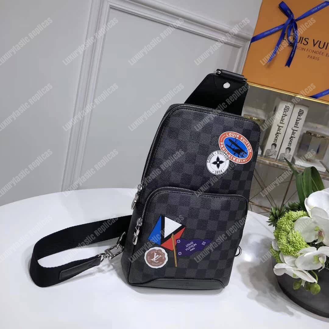 LV Avenue Sling Bag World Tour Damier Graphite