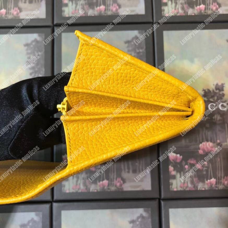 G*u*i garden leather continental wallet yellow with butterfly