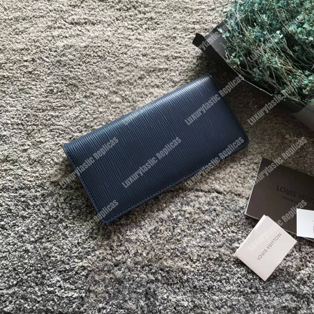 LV Brazza Wallet Epi Leather Navy Blue