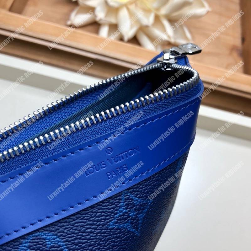 LV Discover Pochette K45 Taiga Monogram Navy Blue