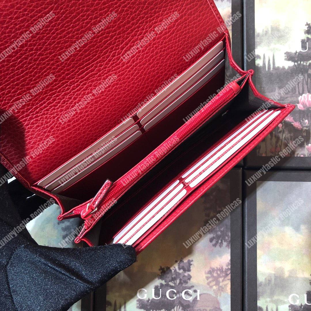 G*u*i red gg marmont leather continental wallet small gg metal