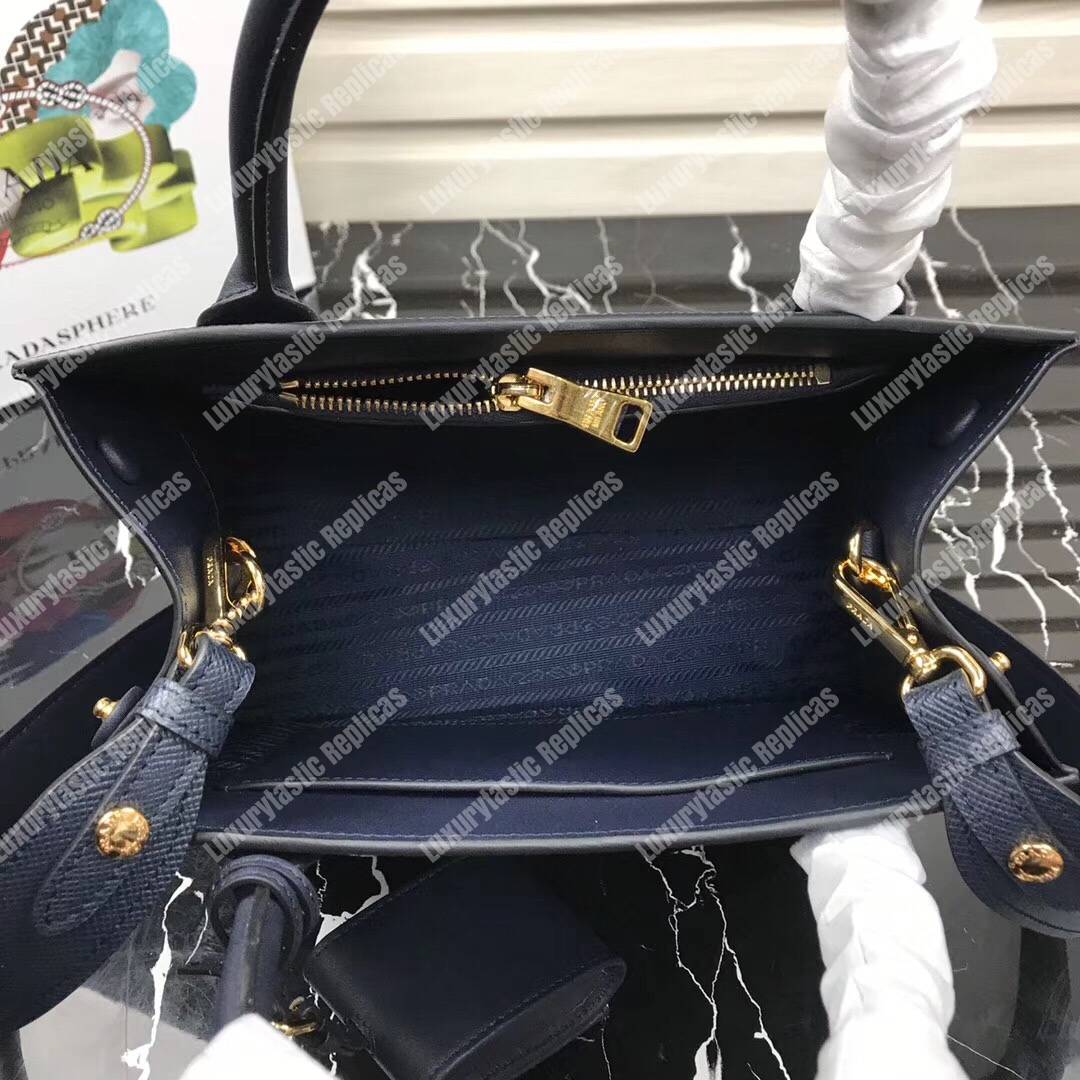 pra*a monoCh*0me saffiano leather bag dark blue