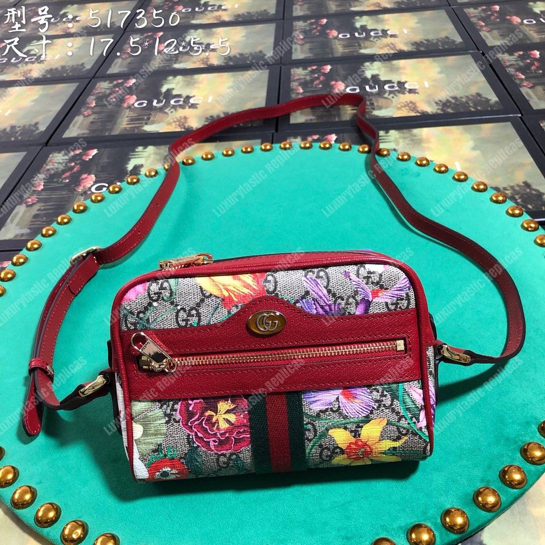 G*u*i ophidia gg flora mini bag red