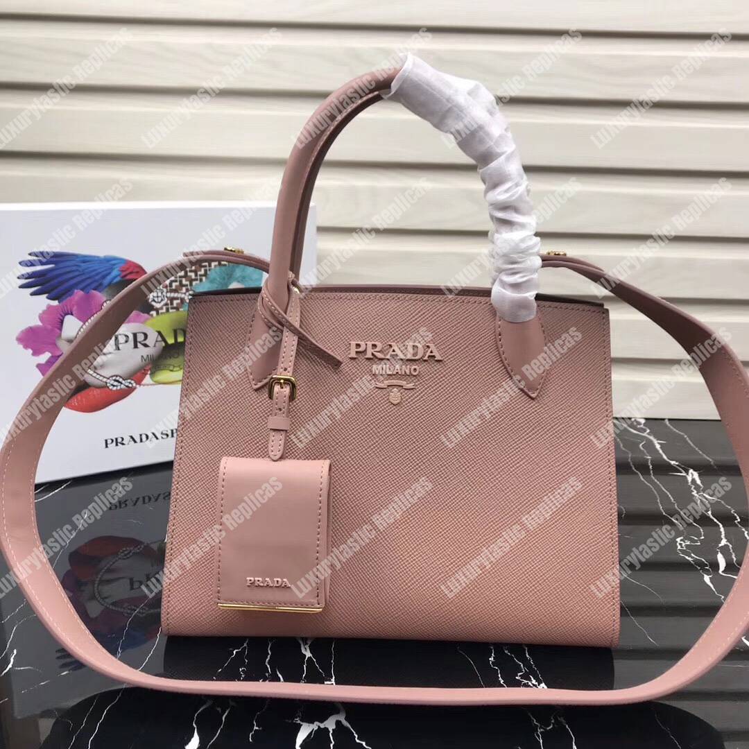 pra*a monoCh*0me saffiano leather bag magnolia