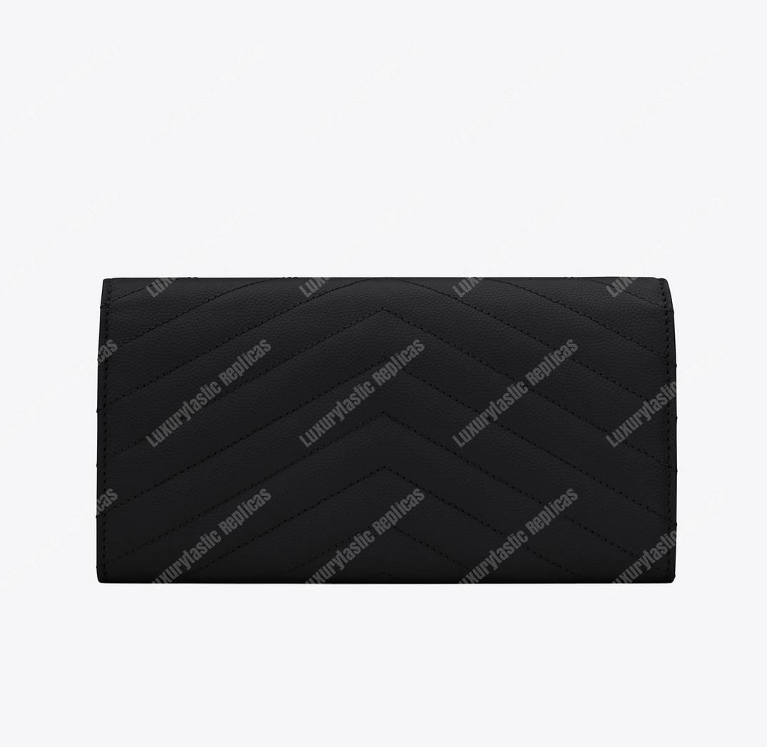 Saint Laurent Monogram Large Flap Wallet Black De Poudre