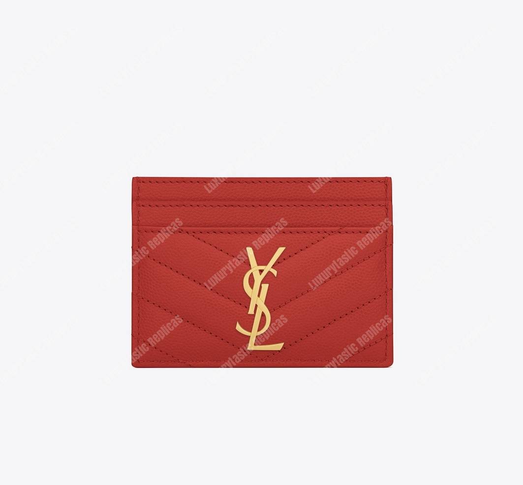Saint Laurent Monogram Card Case Shine Red
