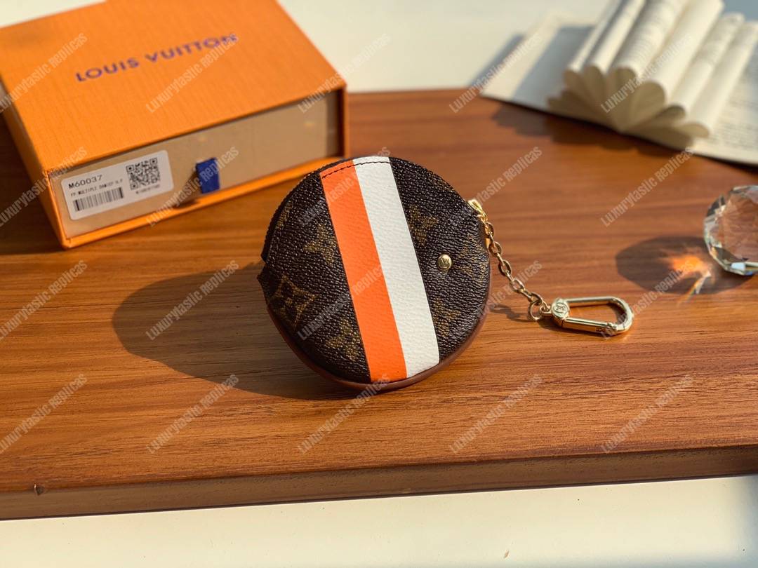 LV Round Coin Purse Monogram Orange White