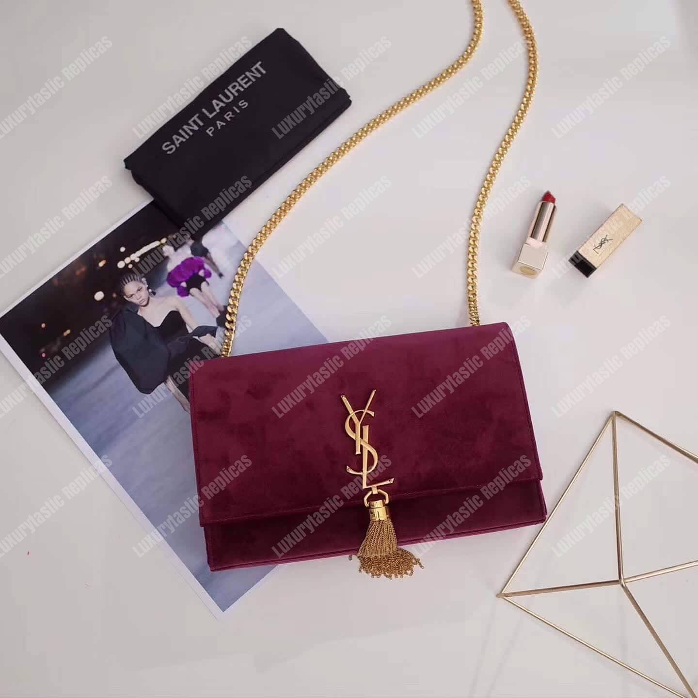 Saint Laurent Kate Medium Tassel Red Velvet