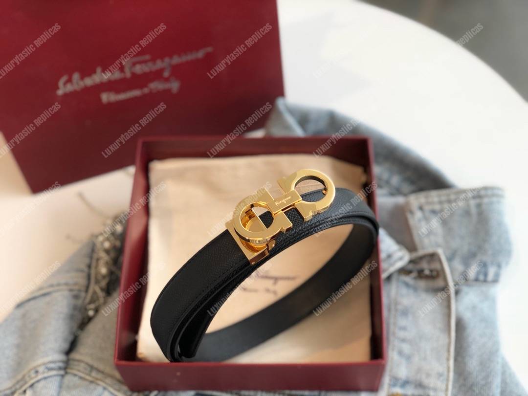 Salvatore Ferragamo Adjustable Gancini Belt Black