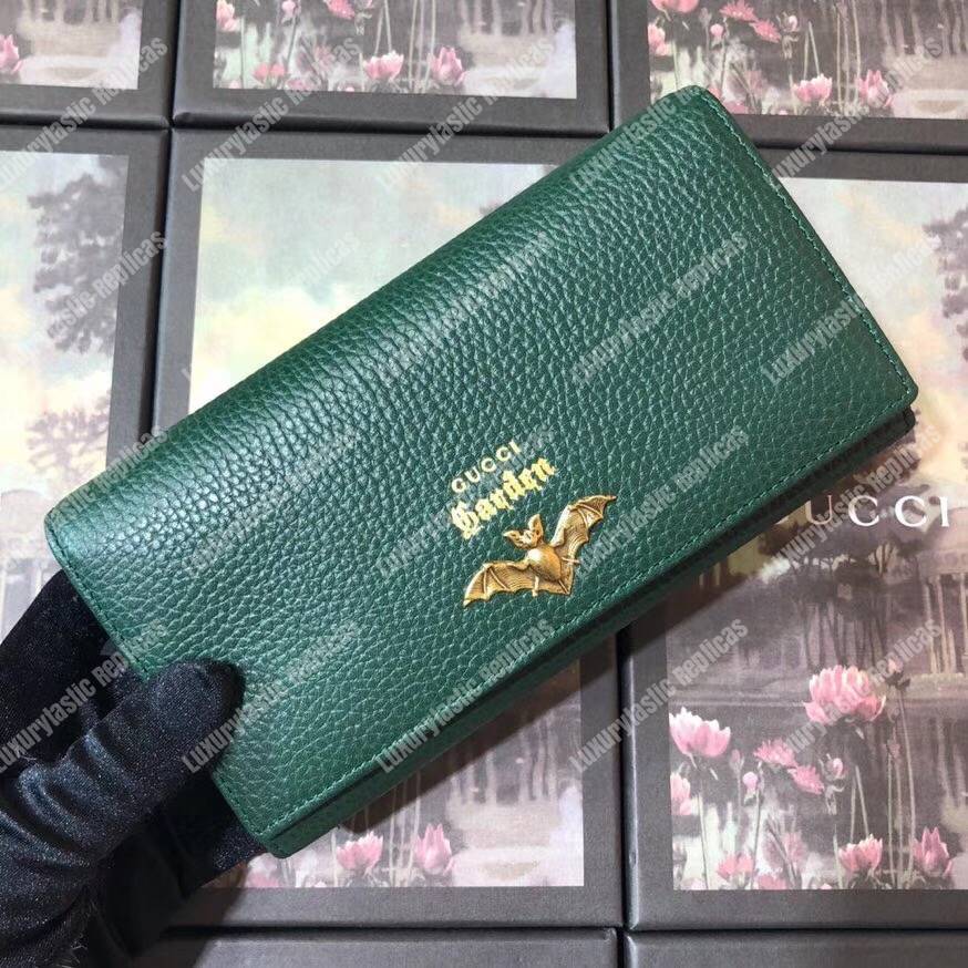 G*u*i garden leather continental wallet green with bat