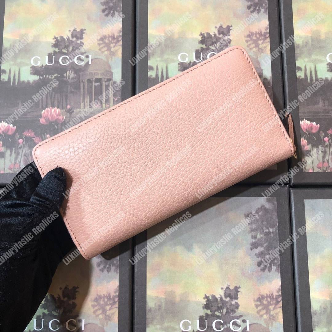 G*u*i leather zip around wallet light pink
