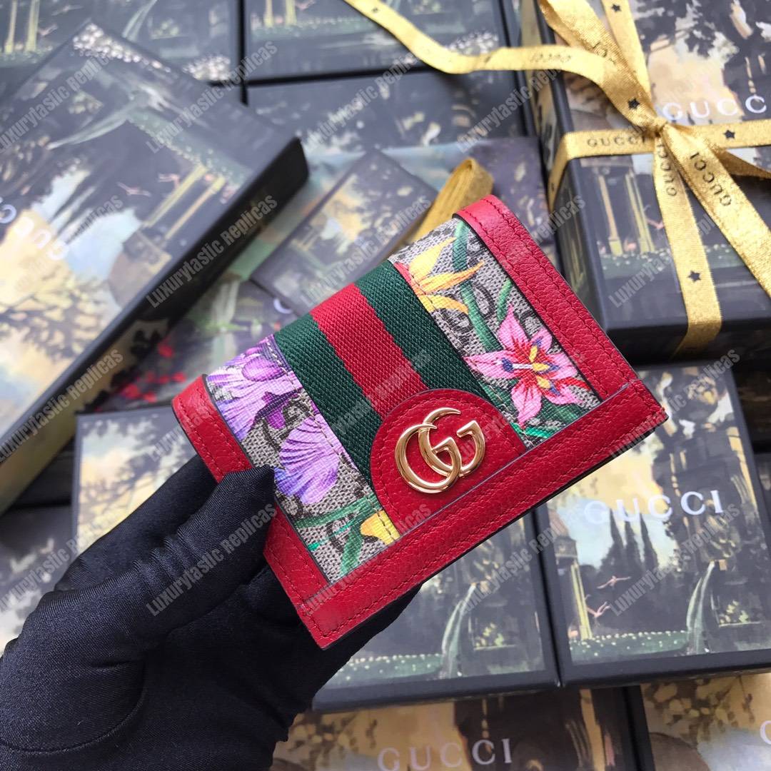 G*u*i ophidia gg flora card case wallet red