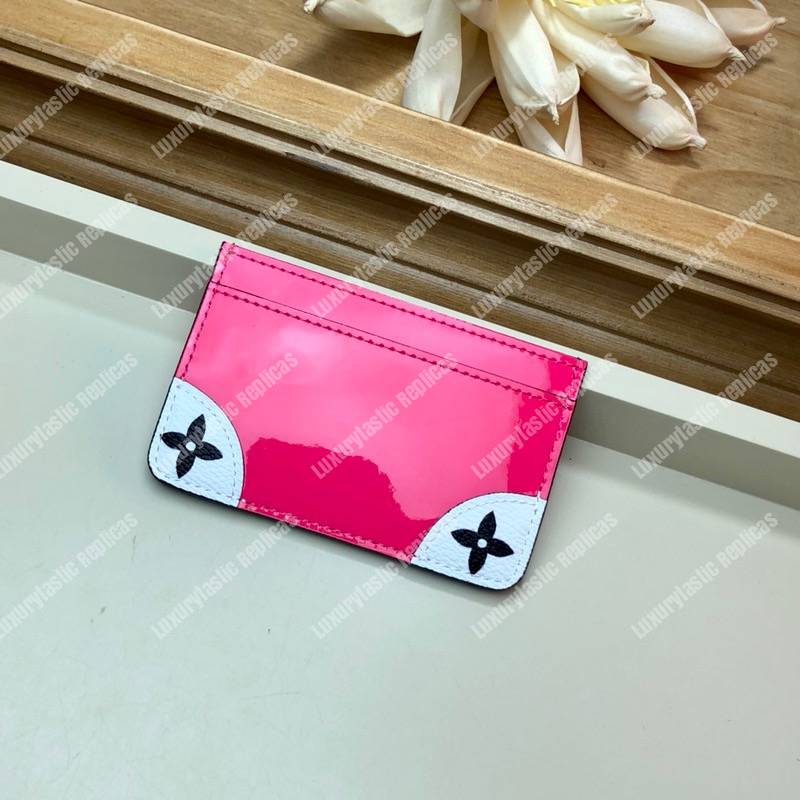 LV Venice Card Holder Patent Leather Monogram Berlingot Pink