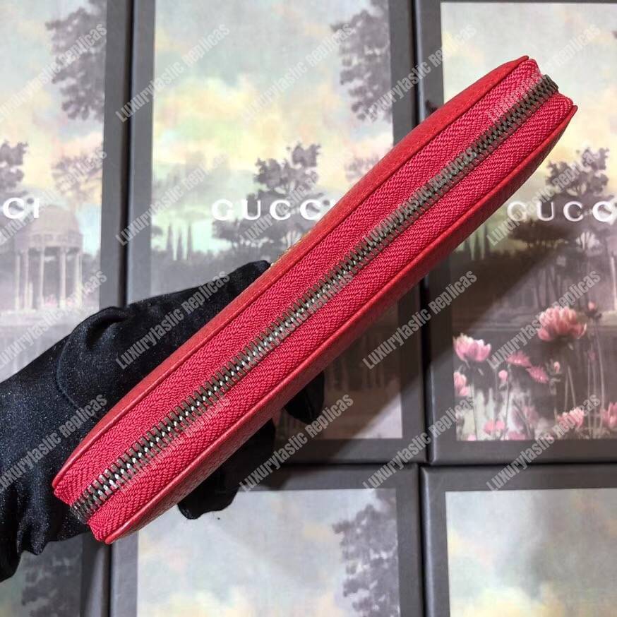 G*u*i garden leather zip around wallet red with bat