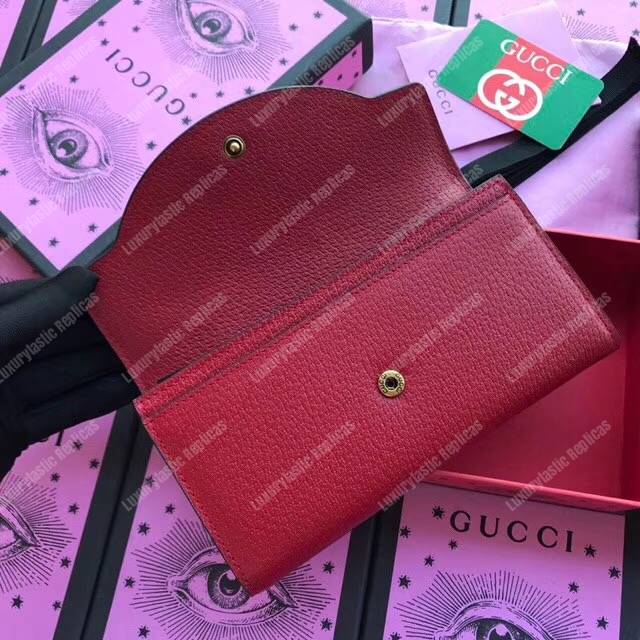 G*u*i embroidered leather continental wallet red