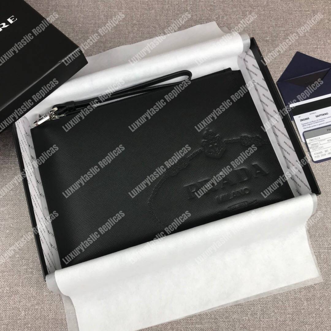 Pra*a saffiano leather document holder black